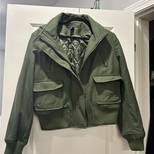 New York & Company Olive Utility Bomber Jacket